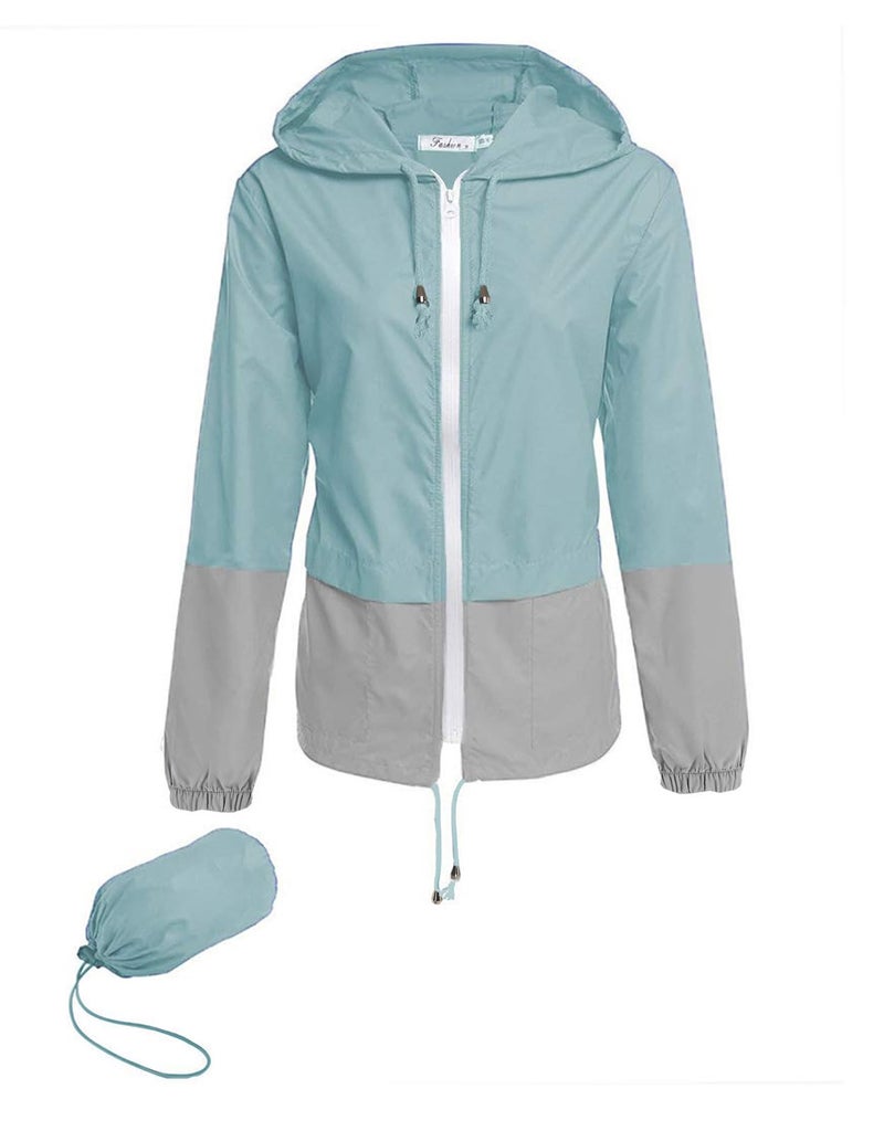 Hount Women's Lightweight Hooded Raincoat Waterproof Packable Active Outdoor Rain Jacket (S-3XL) (Mint Green, Small) - Image 1